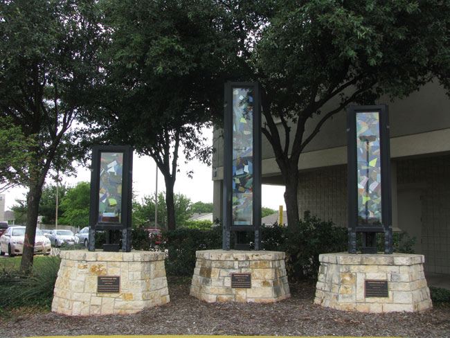 Kaleidoscapes at City Hall on Stone columns under the cover of trees